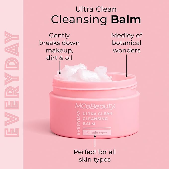 MCoBeauty - Everyday Ultra Clean Cleansing Balm - Nourishing Makeup Remover with Jojoba & Sunflower Oils - Cleans Waterproof Makeup & Impurities - Vegan, Cruelty Free Cosmetics