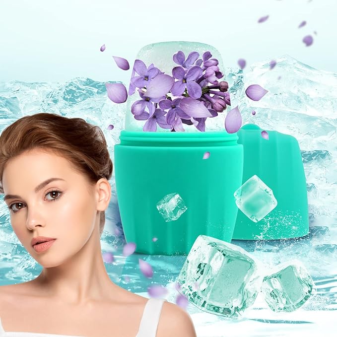 2Pack Ice Roller for Face, Qewro Silicone Facial Ice Mold to Brighten Skin Enhancing Natural Glow, Reusable Ice Roller for Face & Eye Puffiness Relief, Roller Skin Care Freezer