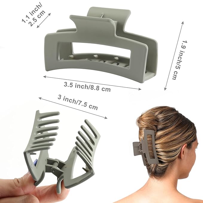Auseibeely 6 Pack Square Claw Clips for Women Girls, 3.5" Medium Non-slip Rectangular Matte Claws Strong Jumbo Hair Styling Accessories for Thin Hair, Ideal for Gifts, Wine Red