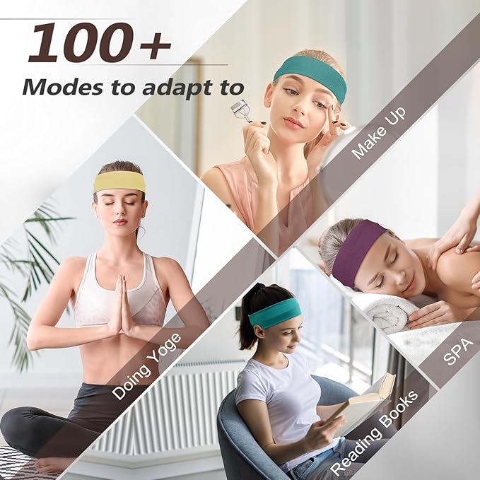 Headbands for Women, Stretchy Non Slip Soft Cotton Cloth Hair Bands for Sports, Workout, Yoga and Running, 7pcs
