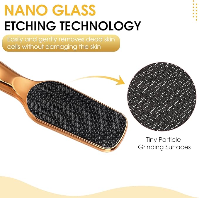 Nano-Glass Foot File Hard Skin Remover, Foot File Callus Remover with Non-Slip Ergonomic Handle, Professional Foot Care Tools