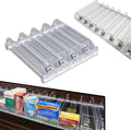 STORE FIXTURES DIRECT Auto Feed Shelf Product Pusher Kit, Adjustable Width Spring Loaded Merchandise Glider Pushing System, Kit for [2] 12" L Shelves - [8 Shelf Pushers + 10 Dividers]
