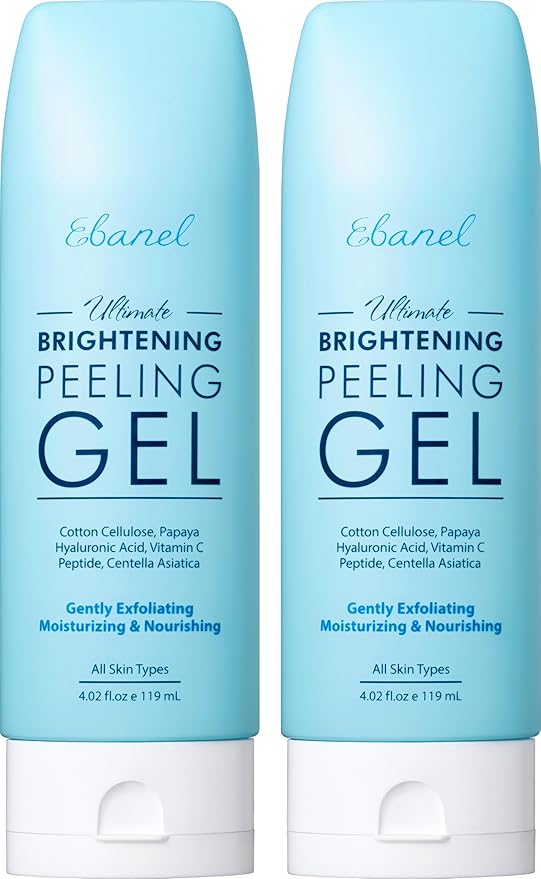 Ebanel 2-Pack Brightening Peeling Gel with Cotton Cellulose, Rice, Papaya, Centella, Hyaluronic Acid for Face and Body, Gentle Exfoliating Face Scrub Gel Peel Wash Pore Cleanser Minimizer Exfoliator
