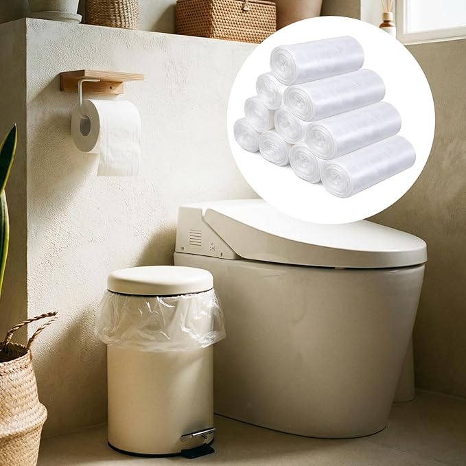1000 Pcs / 10 Roll Sanitary Napkin Receptacle Liner Portable Trash Bags Sanitary Napkin Disposal Bags Bathroom Trash Bag Feminine Hygiene Disposal Bag Women Personal Supplies for Tampon (15.75 inches)