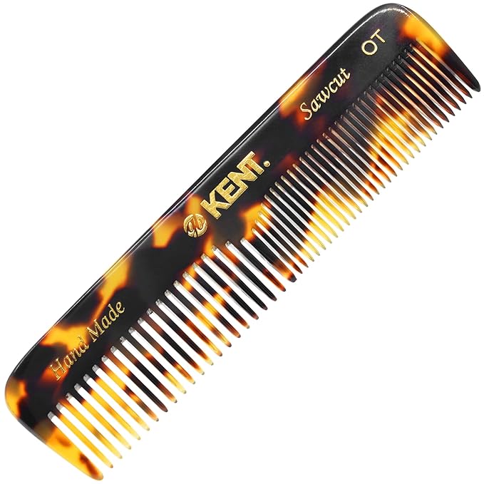 Kent OT Tokyo Yellow Fine Tooth and Wide Tooth Pocket Comb - Handmade Hair Comb for Men and Women and Kids, Pocket Beard and Mustache Comb, Saw Cut and Hand Polished Made in England