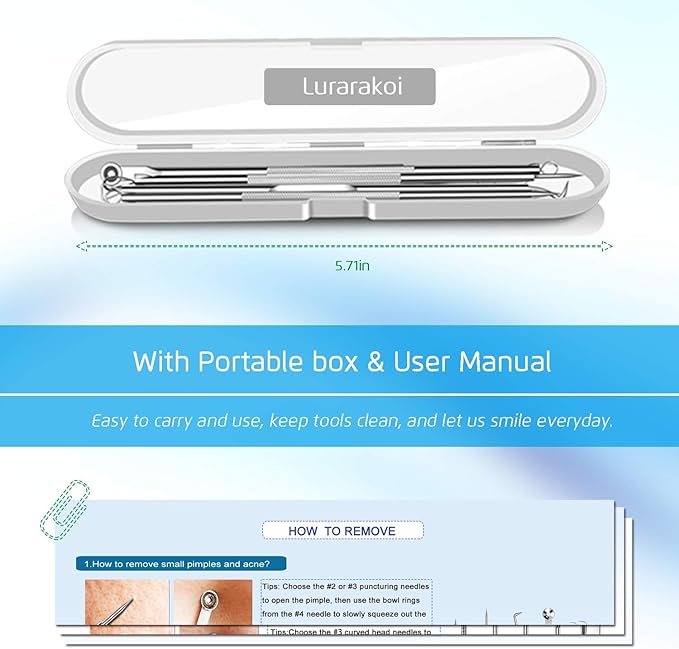 Best Blackhead Remover, Blackheads Blemish Removing, Acne Whitehead Removal Kit, Pimple Comedone Extractor Tool, Popper Pimples Treatment, with Tweezers, Risk Free for Face Forehead Nose