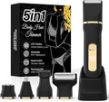 Bikini Trimmer for Women,5-in-1 Electric Razors for Women,Electric Shaver for Women's,IPX7 Waterproof Trimmer for Men Legs,with 5 Replaceable Blade Heads,USB Recharge Dock（Black）