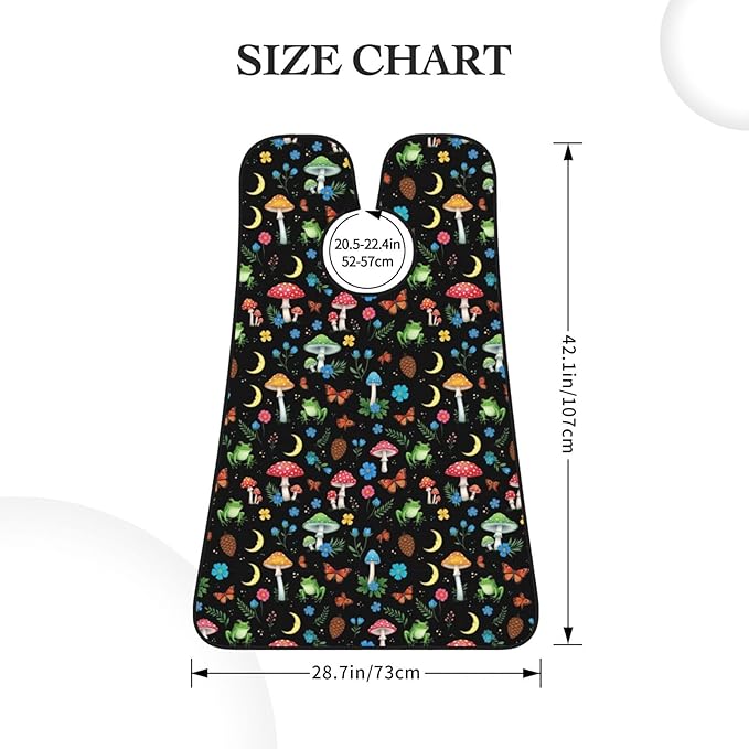 Waterproof Grooming Apron, Non-Stick Beard Bib with Suction Cups, for Moon Frogs Trippy Mushroom Leaves