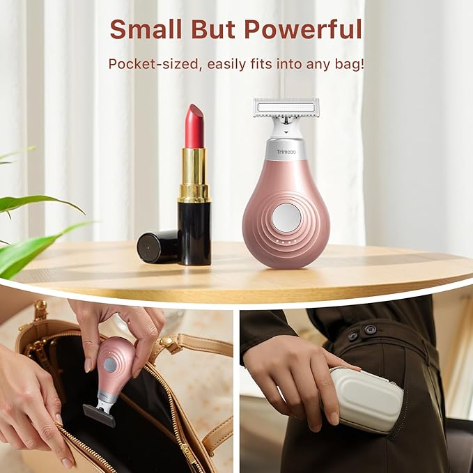 2026 New Bikini Trimmer for Women - Small But Powerful Electric Razors, Intimate Pubic Hair/Lady Facial Painless Removal, USB-C Cordless Body Shaver for Trip, Replaceable Wet/Dry Blade, Gold