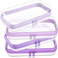 Hoolerry 4 Pcs Hard Clear Zipper Case Makeup Bags Plastic Zipper Pouch Transparent Storage Box Containers for Cosmetics, Snacks, Building Blocks, Puzzles(Clear,7.5 x 3.9 x 2 in,Purple)