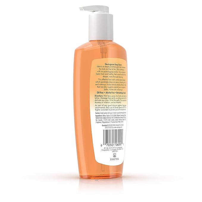 Neutrogena Deep Clean Daily Facial Cleanser with Beta Hydroxy Acid for Normal to Oily Skin,Alcohol-Free,Oil-Free & Non-Comedogenic,6.7 fl. oz,(Pack of 2)