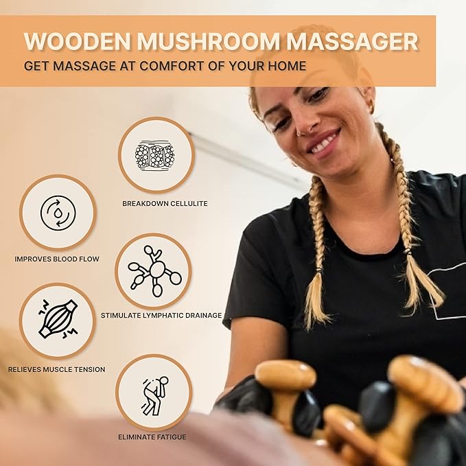 Wood Therapy Massage Tools 6-in-1, Lymphatic Drainage Massager Maderoterapia Kit - Anti Cellulite Body Sculpting & Contouring Wood Therapy Kit for Muscle Pain Relief & Deep Tissue Relaxation