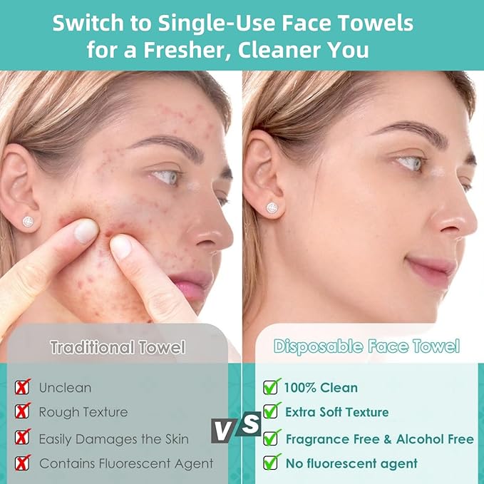 Ditoi Disposable Face Towels,Ultra Soft &Thick Facial Cloths for Makeup Removal, Skincare & Daily Cleansing,Nursing 240 Count