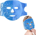 Face ICE Mask for Puffy Eyes & Dark Circles - Gel Bead Hot & Cold Compress Pack for Face, Eye Relief, Headaches, Skin Care & Post-Laser Care, Reusable & Washable (Blue)