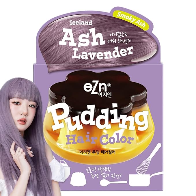 eZn Pudding Hair Dye for Sensitive Scalps – (Ash Lavender) | No-Drip, Ammonia-Free, Long-Lasting Semi-Permanent Hair Color with Keratin for Gentle Gray Coverage at Home