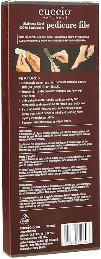 Cuccio Naturale Reusable Stainless Steel Pedicure File Kit with 30 Extra Refills – Professional Foot Care Tool for Smooth, Callus-Free Feet – Durable, Hygienic Design