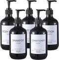 Stylish Shampoo Dispenser Bottles,(5Pack) 16.9oz Black Shampoo Bottles Refillable with Pump,Shampoo and Conditioner Dispenser