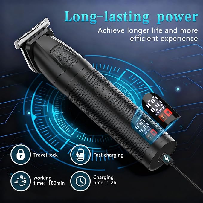 Beard Trimmer for Men 6 in 1 Cordless Waterproof Electric Hair Clippers Mustache Body Face Trimmer All in One Grooming Kit with LED Display USB Rechargeable