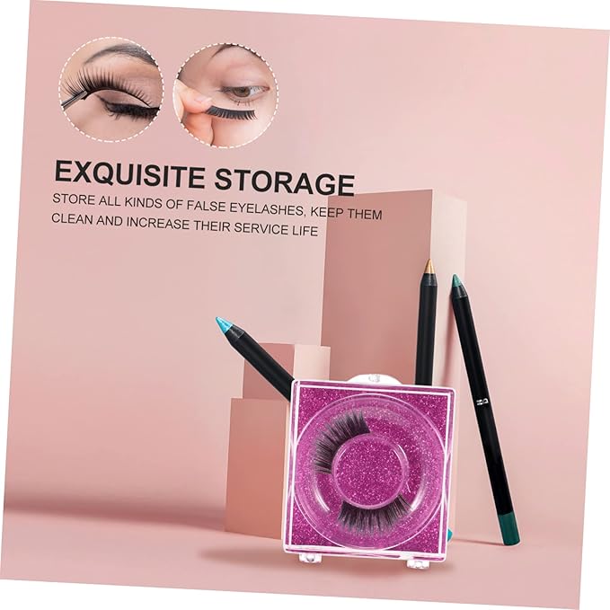 6pcs False Eyelash Organizer Eyelash Packaging Box Portable Compact Lash Case Holder for Glitter Lashes