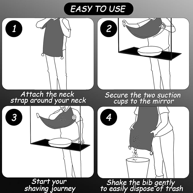Beard Bib Apron, Beard Catcher for Men Shaving & Trimming, Non-Stick Beard Bib Hair Catcher with 4 Suction Cups