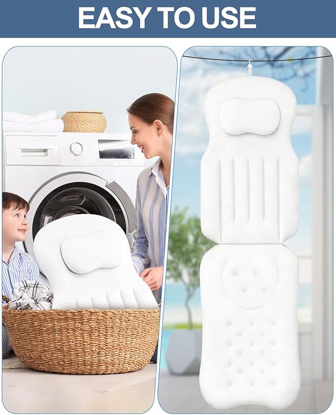 YSJILIDE Full Body Bath Pillow for Bathtub, Spa Bath Pillows for Tub Neck Head Neck Shoulder and Back Support, with Non-Slip Suction Cups/4D Air Mesh