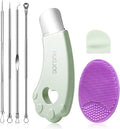Blackhead Remover Tools for Face, Black Head Remover for Nose, 304 Stainless Steel Pore Extractor Spatula for Deep Pore Cleaning with Soft Silicone Cleansing Brush & 4 Blackhead Needles