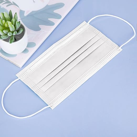 Borje White Disposable Face Masks 100 Pcs White Face Mask 3 Ply Protection Masks