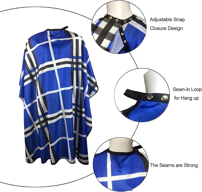 Haircut Barber Cape for Men Professional Salon Cape with Snap Hairdresser Cape for Hair Cutting Styling - 63”× 56”