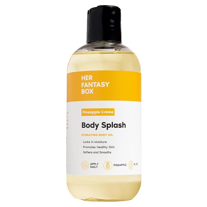 Her Fantasy Box | Body Splash Hydrating Body Oil (Pineapple Creme) - Moisturizing, Non-Greasy Formula for Soft, Smooth Skin - All-Natural, Lightweight & Nourishing