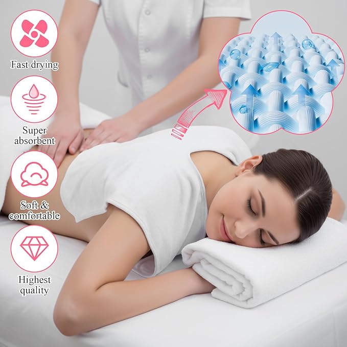5 Pieces Facial Towels for Estheticians Wrap Soft Facial Cloth with Split Design Microfiber Soft Spa Towel for Skincare, Massage & Professional Use (White)