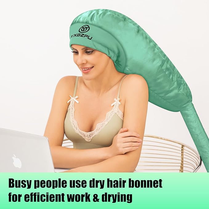 Bonnet Hair Dryer,Hooded Hair Dryer Attachment, Dryer Hooded Diffuser Cap for Curly,Speeds Up Drying Time,Safety Deep Conditioning at Home(Green)