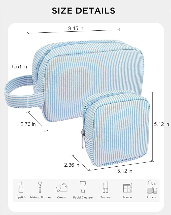 2Pcs Mini Makeup Bag, Small Makeup Pouches for Purse Cute Cosmetics Bag Pouch with Slip-in Pockets Small Travel Toiletry Bag Zipper Makeup Aesthetic Accessories Storage Bag