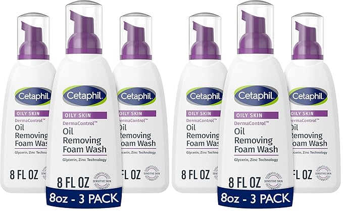 Cetaphil Pro Oil Removing Foam Wash,Foaming Facial Cleanser,Fragrance Free Formula Suitable for Sensitive Skin,8 Fluid Ounce,(Pack of 6)