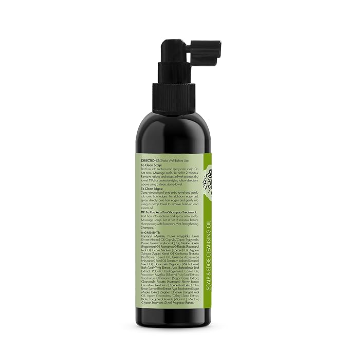 Mielle Organics Rosemary & Mint Scalp & Edge Cleansing Hair Oil - No-Rinse Scalp Cleanser for Product Build Up - Prolongs Hairstyles Between Wash Days & Encourages Longer, Healthier Hair (4 Oz)