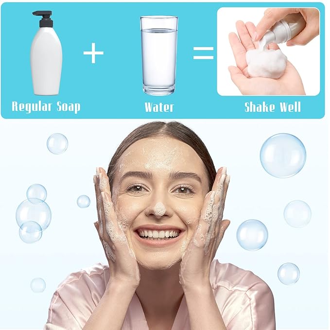 24 Pcs Foam Pump Bottles 1 Oz/ 30 ml Plastic Mini Empty Dispenser Travel Soap Foaming Bottles for Refillable Hand Sanitizer Lash Shampoo(Clear)