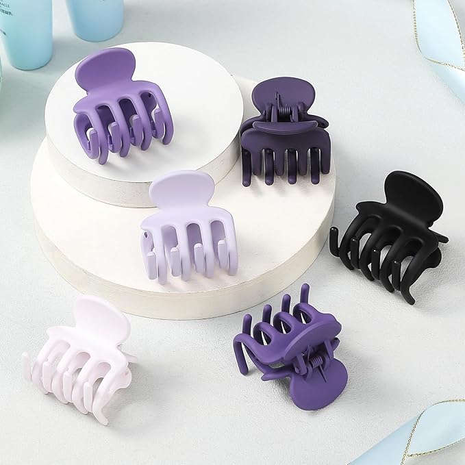 6 Pcs Hair Clips Small Claw Clips for Thin Hair Medium Matte Non-slip Hair Accessories for Women and Girls (Purple)