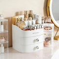Makeup Organizer Countertop with Drawers, Make up Organizers for Vanity, Skincare Jewelry Earring Organizers, Cosmetic Display Cases Makeup Storage for Bedroom & Bathroom, Ideal Gifts for Women(White)