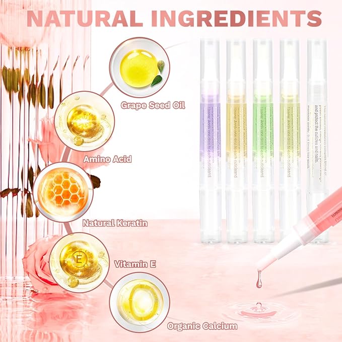 Meschett Nail Nutrition Pen,6PCS Nail Cuticle Oil Pen Set Nail Nutrition Oil Nail Care for Repairing Cracked & the Dry Cuticle (Mix Flavors)