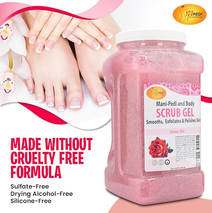 SPA REDI Professional Foot Scrub Gel – Dual-Action Pedicure Treatment | Dual-Action Skin Transformation for Softer, Nourished Feet & Elevated Client Satisfaction (128oz Gallon)
