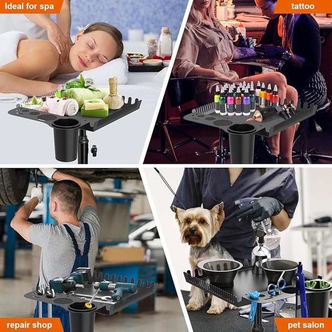 Salon Rolling Tray with 2 Magnetic Bowls, Professional Tool Tray Cart, Hair Extension Tray for Hairdressers, Color Tray Trolley for Hair Salon Home Use