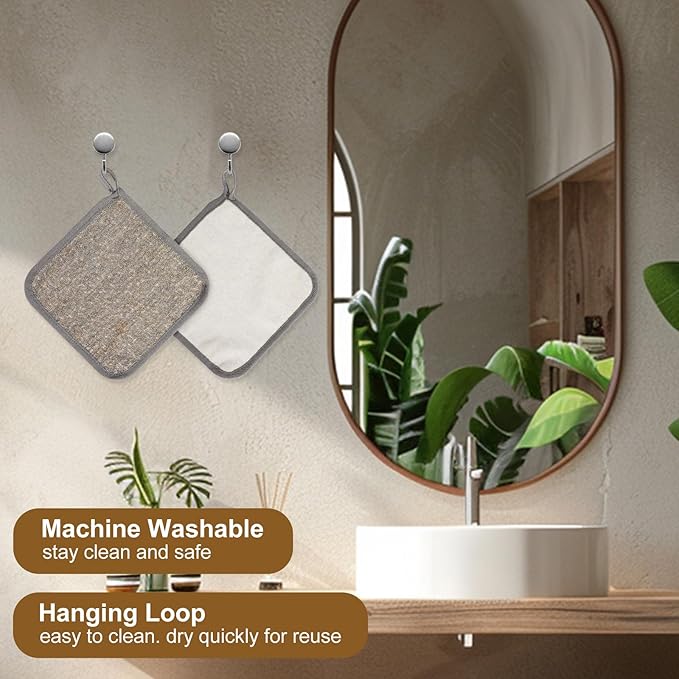 3Pcs Exfoliating Washcloths for Face 8x8 Inch Bamboo Charcoal Premium Face Body Wash Cloths with Softness Scrubbing Two Sides Exfoliating Towel for Women Men(Grey)
