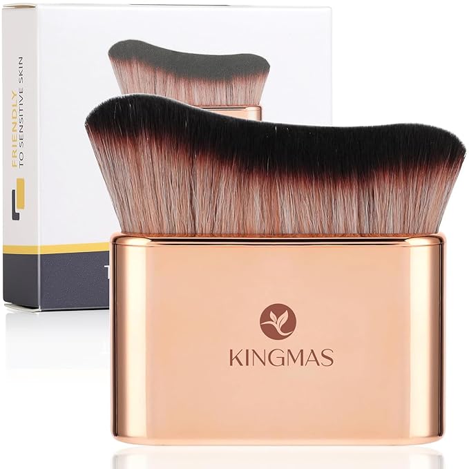 KINGMAS Self Tanner Brush - Kabuki Body Makeup Brush, Soft Vegan Tanning Brush for Foundation, Bronzer, Self Tan Back Applicator Body Face Blending Brush