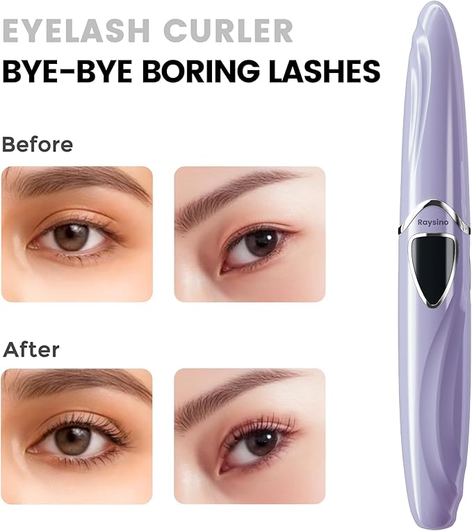 Heated Eyelash Curler, S600 Rechargeable Heated Lash Curler, Eyelash Curler Heated in 8s for Women 24 Hs Lasting Natural Makeup (Lilac/Silver, 148MM)