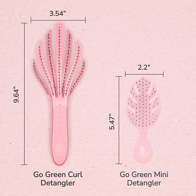 Wet Brush Go Green Curl Detangler Hair Brush, Pale Pink, Ultra-Soft IntelliFlex Detangling Bristles Glide Through Tangles with Ease, Great For Curls, No Split Ends & Pain-Free for Wet or Dry Hair