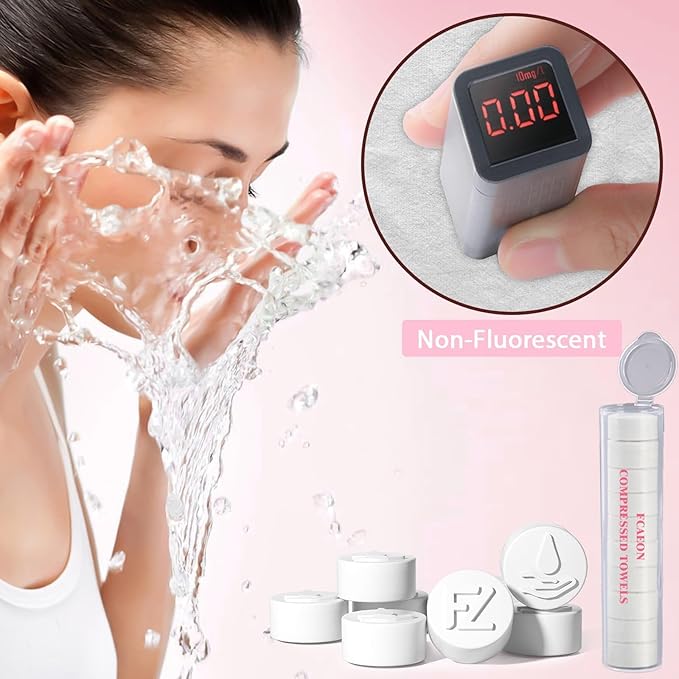 Disposable Face Towel 200 Pcs Compressed Towel Tablets With 2 Dispenser Bottles Gentle Washcloths for Sensitive Skin Facial Cleansing Makeup Removal Skincare Routine Travel Cloths (Pink)