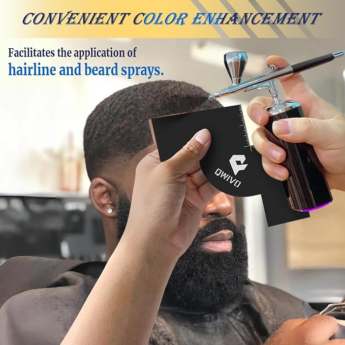 Color Enhancement Barber Card with Measurement indicators, Easy to Clean Hairline Maker for Barber Shape, Reusable Beard Line Up Tool, Color Spray Edge Hair Liner Card (Black-B)