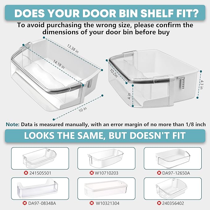 AAP73252202 AAP73252209 Refrigerator Door Bin Replacement for L-G Ken-more Elite Refrigerator 795 parts, Right Refrigerator Replacement Door Bin LFX25991ST LFX31925ST LFXC24726S - 2 PACK by Fetechmate