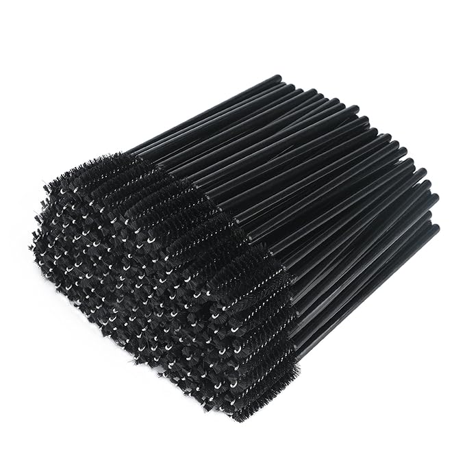 G2PLUS 300PCS Eyelash Brush, Disposable Eyelash Mascara Brushes Wands Applicator Tools Makeup Brush Kits, Eyelash Spoolies Eyelashes Brush for Eyelash Extensions and Eyebrow Brush (Black)