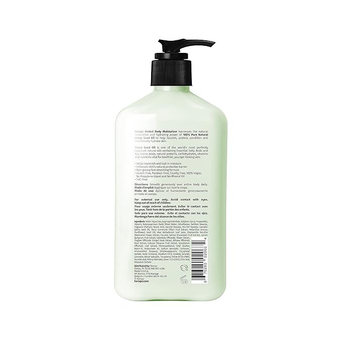 Hempz Body Lotion - Green Tea & Asian Pear Daily Moisturizing Cream,Shea Butter Body Moisturizer - Skin Care Products,Hemp Seed Oil - Large,(Pack of 2)