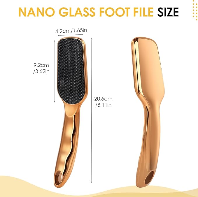 Nano-Glass Foot File Hard Skin Remover, Foot File Callus Remover with Non-Slip Ergonomic Handle, Professional Foot Care Tools